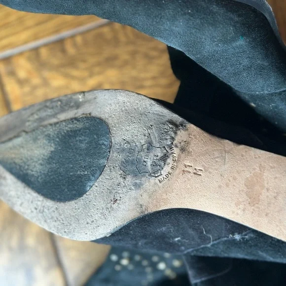 Suede studded boots 3" heel size 11 women's - Picture 4 of 6